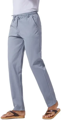 Vista 11 de Pantalones casuales de lino de algodón para hombre, pantalones sueltos de playa, pantalones largos de yoga ligeros
