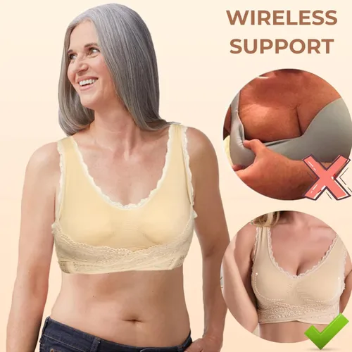 Vista 4 de Kendally - Brasier para mujeres mayores, cómodo brasier de corsé frontal con hebilla lateral, brasier de encaje Kendally
