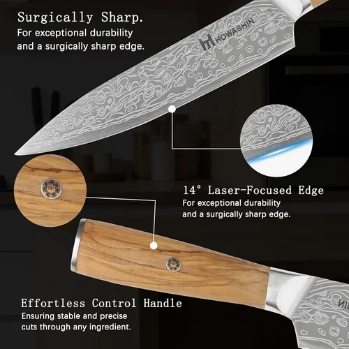 Vista 61 de Cuchillo de chef de 6 pulgadas, cuchillos de cocina, deshuesado de acero inoxidable alemán de alto carbono, cuchillo profesional para carne, aves