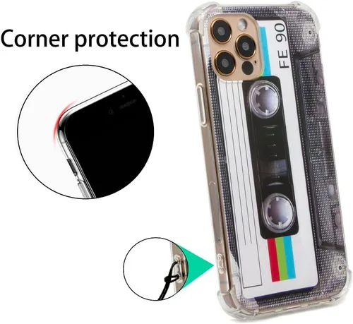 Vista 2 de FAteamll Funda para teléfono con acabado mate, carcasa trasera suave resistente con esquinas reforzadas, TPU suave, carcasa de cinta de casete retro