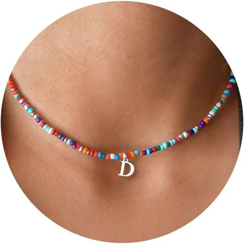 Vista 18 de Yoosteel Regalos de San Valentín para niños, adolescentes y niñas, collares con iniciales de cuentas coloridas para mujeres y niños, joyería