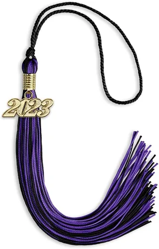 Vista 53 de Endea Graduation - Borla de doble color mixto con fecha dorada (negro/dorado antiguo, 2021)