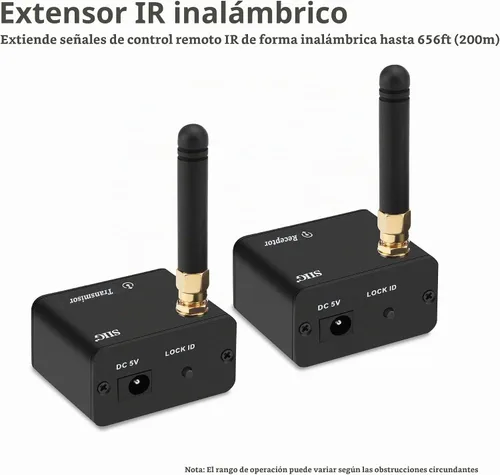 Vista 3 de SIIG Kit extensor de control remoto IR inalámbrico, amplificador de señal de repetidor infrarrojo, IR de 20 a 60 KHz, transmisor y receptor