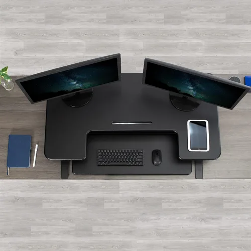 Vista 6 de VIVO 42 pulgadas Convertidor de escritorio de pie ajustable en altura, serie VE, convertidor de mesa para sentarse y estar de pie, compatible