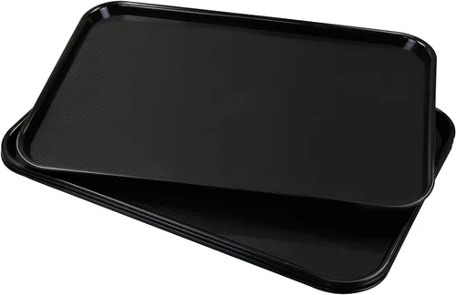 Vista 8 de Bandeja grande de plástico negro, bandeja rectangular multiusos, paquete de 4, 25.24 pulgadas de largo x 17.6 pulgadas de ancho