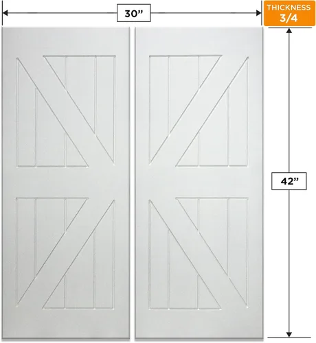 Vista 2 de Swinging Cafe Doors Puertas de salón estilo granero imprimadas Madera maciza de 3/4 pulgadas de grosor con soporte británico, herrajes de cromo
