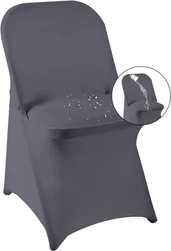 Vista 24 de magalo Paquete de 12 fundas para sillas plegables de elastano negro, impermeables, elásticas, para bodas, fiestas, banquetes de comedor y otros