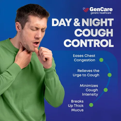 Vista 5 de GenCare - Alivio de mucosidad DM (frasco de 150 unidades) Dextrometorfano HBr 20 mg Guaifenesina 400 mg Alivio genérico de mucosidad DM Pastilla