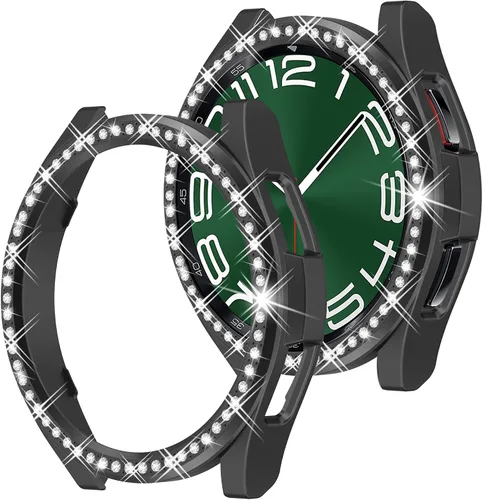 Vista 7 de Funda de reloj 2 en 1 para Samsung Galaxy Watch 6 Classic de 1.693 in (SM-R950), cubierta protectora de policarbonato con anillo bisel de diamantes