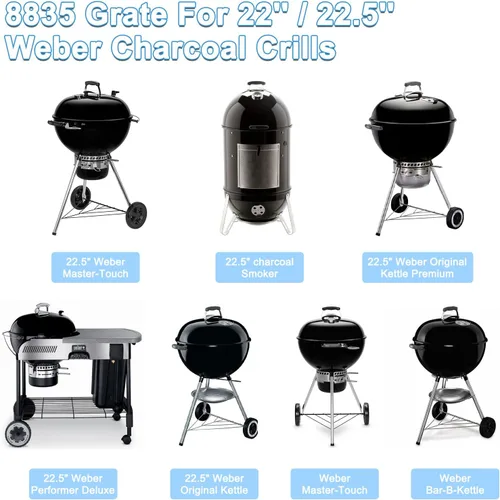 Vista 2 de Rejillas de cocina de hierro fundido 8835 de 21.5 pulgadas para Weber Master-Touch de 22.5 pulgadas, ahumador de carbón de 22.5 pulgadas, hervidor