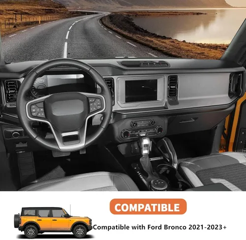 Vista 6 de Cubierta de anillo lateral de ventilación de aire para consola central compatible con Ford Bronco 2021-2025+ (fibra de carbono)