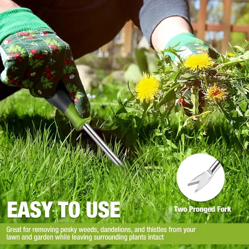 Vista 4 de WORKPRO Herramienta extractor de desbrozadora de diente de león de 11.5 pulgadas con mango suave, herramienta de eliminación de malezas de jardín
