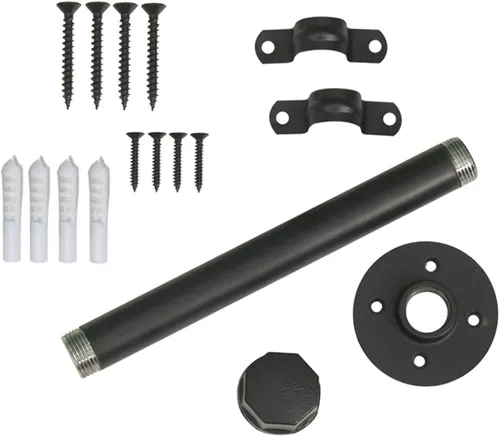 Vista 6 de Y&J - Soportes de estante de tubo rústicos, flotantes resistentes, soportes industriales de estante negro, para bricolaje, decorativos, soportes