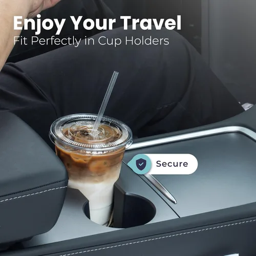 Vista 7 de Fit Meal Prep Paquete de 100 Vasos de Plástico para Café Helado de 16 oz con Tapas Planas y Pajitas Transparentes, Vaso Transparente Desechable