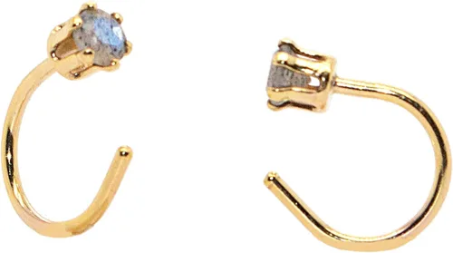 Vista 16 de Half Huggie Birthstone Gold Hoop Earrings for Women Tiny Cartilage Stud Piercing Earring Hypoallergenic Earring Screw Back Dainty Hug