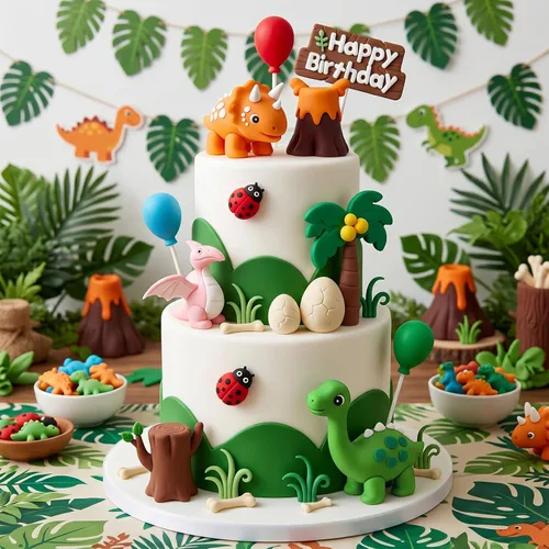 Vista 4 de Knana 17 adornos de dinosaurio para tartas de dinosaurio, decoraciones de cumpleaños
