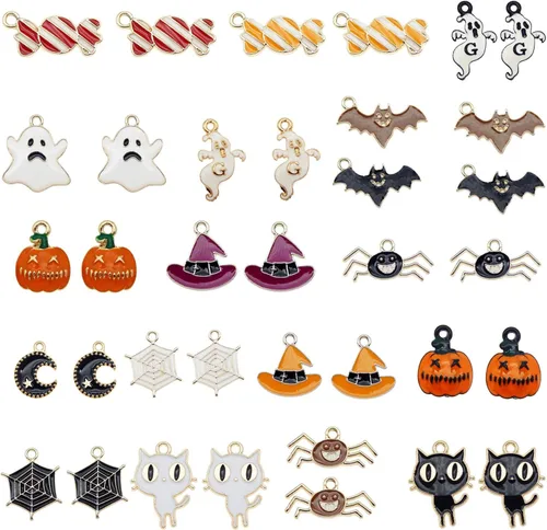 Vista 5 de Julie Wang Alloy Pendant for Halloween Thanksgiving Christmas Valentine’s Day Gifts Jewelry Making - Pumpkin, Maple Leaf, Snowflake, Heart Charms