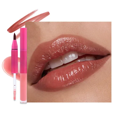 Vista 25 de evpct Lápiz labial líquido mate malva con aceite de labios, acabado brillante, lápiz labial 2 en 1, resistente al agua de larga duración