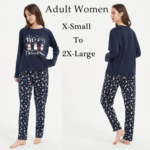 Vista 4 de Vozanet Famliy - Conjunto de pijama a juego con patrones de Papá Noel, pijamas de Navidad para hombres, mujeres y niños, ropa de Navidad