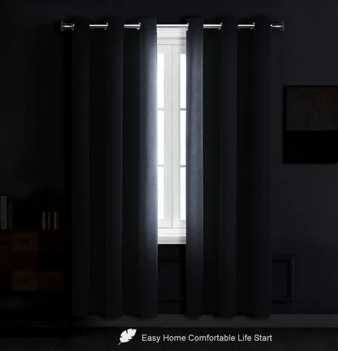 Vista 6 de WPM - Cortinas opacas de triple tejido, para oscurecer la habitación, 2 paneles para sala de estar, color beige, con aislamiento térmico y ojales