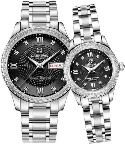 Vista 12 de TEINTOP Carnival - Reloj mecánico automático para hombre y mujer, juego de 2