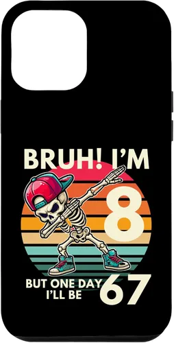 Vista 25 de Bruh I'm 8 But One-Day I'll Be 67 Retro 8th Birthday Kids Case for iPhone XR