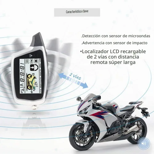 Vista 6 de EM212 Sistema de alarma de motocicleta de 2 vías con pantalla LCD buscapersonas transmisor recargable incorporado sensor de choque y sensor