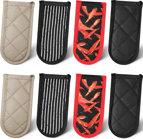 Vista 8 de Geiserailie 8 piezas de funda de hierro fundido para mango de sartén resistente al calor, soportes antideslizantes para ollas, asas lavables a