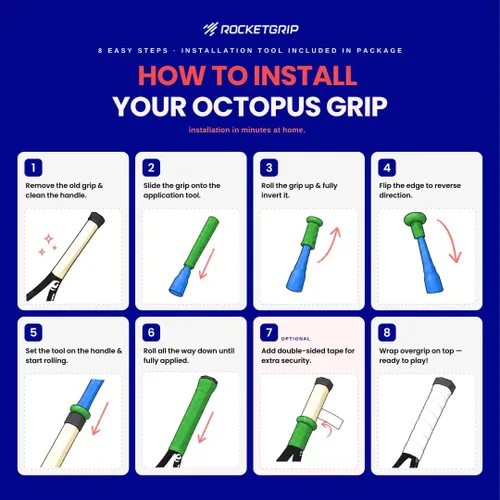 Vista 7 de Pickleball Grip – Soft Silicone Paddle Grip, Octopus, Orange