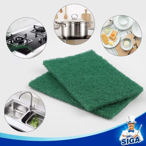 Vista 3 de MR.SIGA Estropajos resistentes, limpiador doméstico para cocina, fregadero, plato, paquete de 24, 3.9 x 5.9 pulgadas (3.9 x 5.9 in), color verde