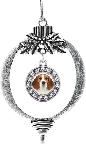 Vista 124 de Inspired Silver - Adorno con dije de cara de carlino - Adornos navideños de círculo de plata con joyas de circonita cúbica