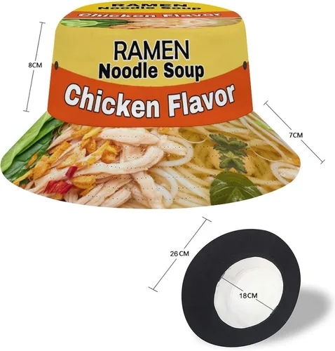 Vista 3 de Ramen Noodle Soup Chicken Flavor Bucket Hat Fisherman Cap for Women Men Funny Food Casual Sun Hat Outdoor Cap