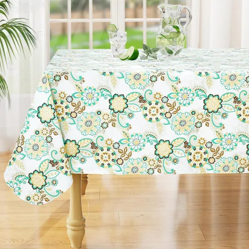 Vista 10 de misaya Mantel rectangular de vinilo impermeable, mantel lavable con reverso de franela, mantel de plástico para cena, picnic, interior y exterior