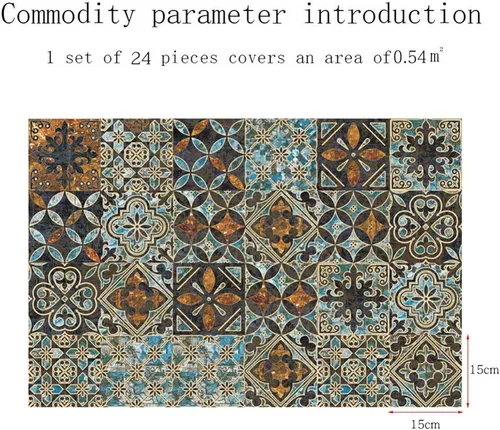 Vista 6 de Ochine 24 hojas para despegar y pegar azulejos en muro, papel tapiz floral para despegar y pegar, calcomanías de flores de mandala, vinilo 3D