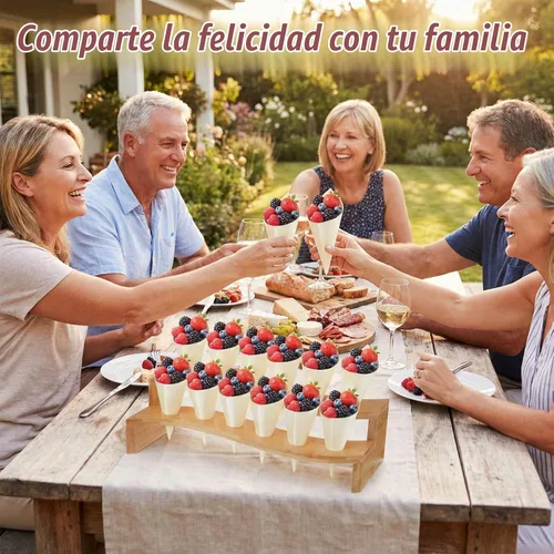 Vista 5 de Queekay - 100 conos de charcutería con soporte para conos de alimentos, curvos, bambú