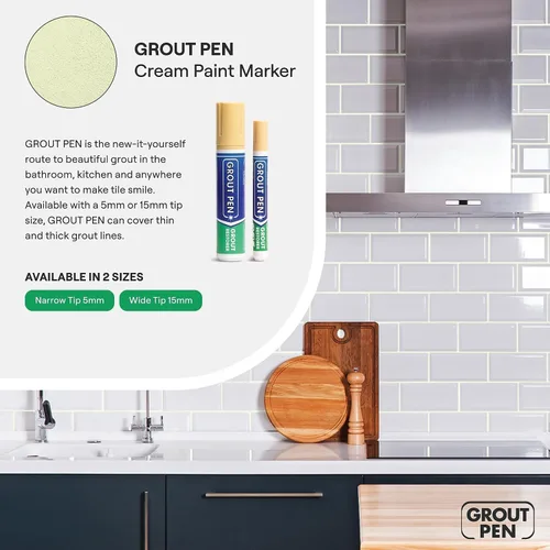 Vista 7 de Rotulador de lechada en crema para azulejos: rotulador de pintura de lechada impermeable, colorante y sellador de lechada para baño, ducha, cocina