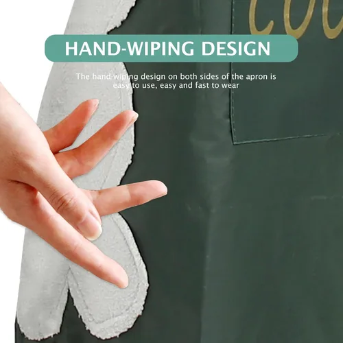 Vista 5 de Yardwe 2pcs Waterproof Kitchen Aprons Set Wear-resistant Polyester Cooking Aprons with Hand Wiping Function Oil-proof Household for Unisex Use in