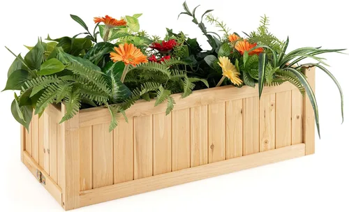 Vista 10 de Giantex Cama de jardín elevada plegable, jardinera plegable para flores y vegetales, caja de plantación para patio, césped, jardín, patio trasero