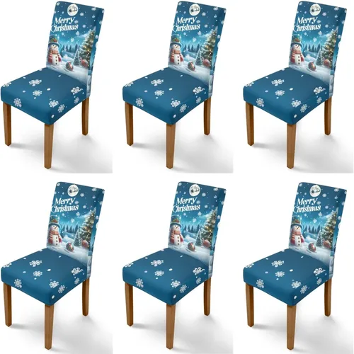Vista 21 de Rnyleeg Fundas navideñas para sillas de comedor, fundas de asiento de comedor con estampado de campanas brillantes, juego de 1 funda suave y lavable