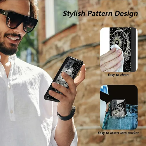 Vista 64 de Funda para Motorola Moto G Stylus 5G 2021 de vidrio templado, funda negra con diseño de mujer negra africana para mujeres y hombres, antiarañazos, a