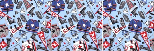 Vista 6 de Mook Fabrics Hockey PRT de franela, corte azul por yarda