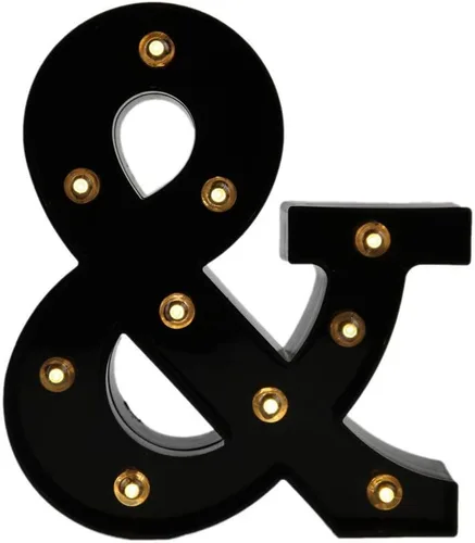 Vista 9 de Ulalaza Letrero de luz LED en blanco y negro, 2 letras AA alimentadas por batería para boda, fiesta de cumpleaños, lámpara de Navidad, luz nocturna