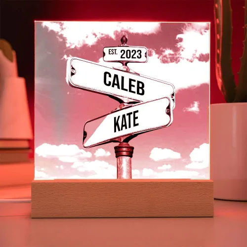 Vista 5 de Placa acrílica personalizada, letrero de calle vintage para parejas, letrero de calle Crossroads el mejor regalo para parejas, nombre personalizado