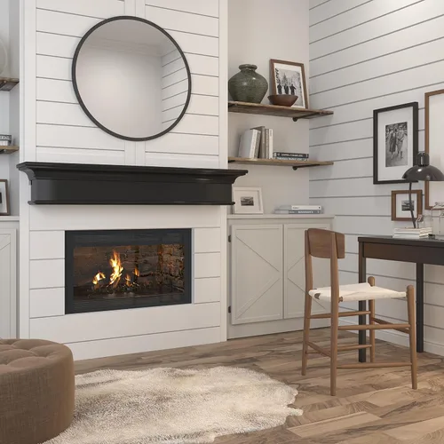 Vista 2 de Pearl Mantels ARYB72610B - Estante de madera de fibropanel de densidad media de fibropanel de densidad media de alta calidad, color negro, pintura