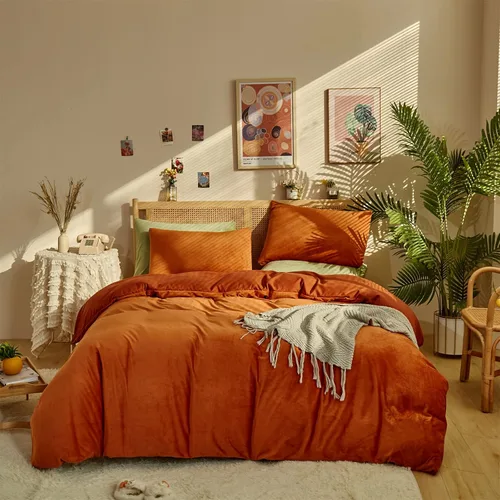 Vista 22 de Houseri Juego de Edredón de Terciopelo Azul Twin Azul Claro Esponjoso Juegos de Ropa de Cama Twin Azul Polvoriento Ropa de Cama de Franela Niños