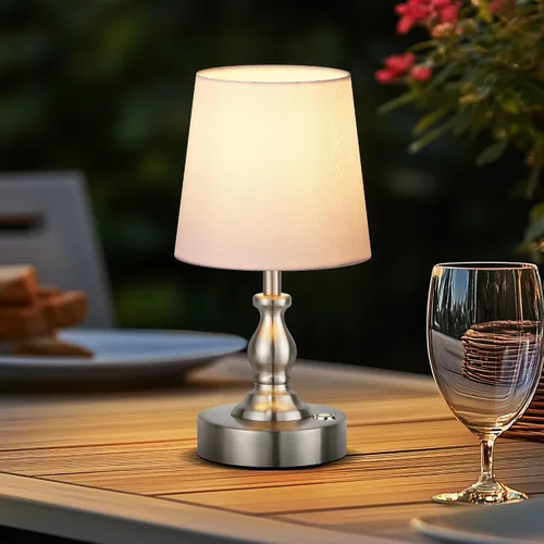 Vista 9 de PARTPHONER Mini lámpara de mesa LED inalámbrica, lámpara recargable con batería de 5200 mAh, lámpara operada por batería, 3 niveles de brillo