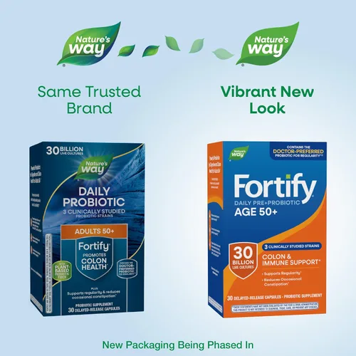Vista 2 de Nature's Way Fortify Probiótico diario para hombres y mujeres de 50 años, 30 mil millones de cultivos vivos, colon, digestivo e inmunitario*