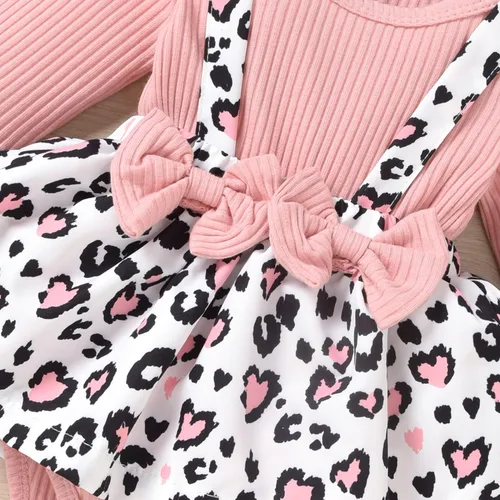 Vista 6 de Unutiylo Ropa de bebé recién nacida prematura con tirantes, traje de otoño e invierno, traje de manga larga con volantes