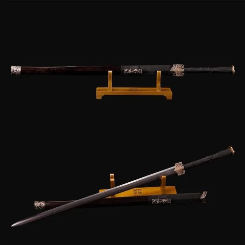 Vista 2 de Quan - Espada china hecha a mano, espada Han de ocho caras, forjada en acero de Damasco, accesorios de espada Han de cobre puro