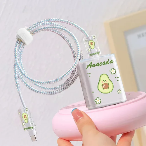 Vista 3 de CameCosy Juego de funda para cargador de teléfono, organizador de cable USB para guardar cables con bolsa de almacenamiento de viaje, suave y lindo